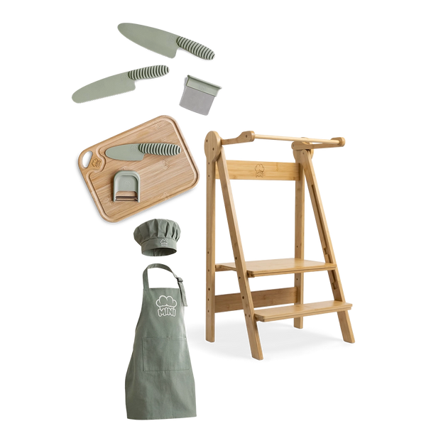 Læringstårn + Køkkensæt + Forklædesæt