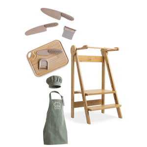 Læringstårn + Køkkensæt + Forklædesæt